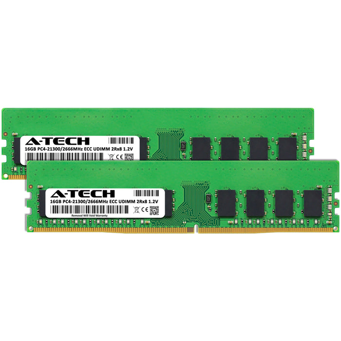 32GB Kit (2 x 16GB) 2Rx8 DDR4-2666 PC4-21300E UDIMM ECC Unbuffered 1.2V 288-Pin Server Memory RAM