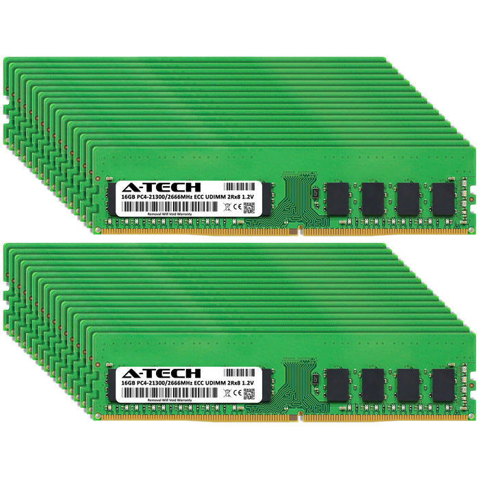 512GB Kit (32 x 16GB) 2Rx8 DDR4-2666 PC4-21300E UDIMM ECC Unbuffered 1.2V 288-Pin Server Memory RAM