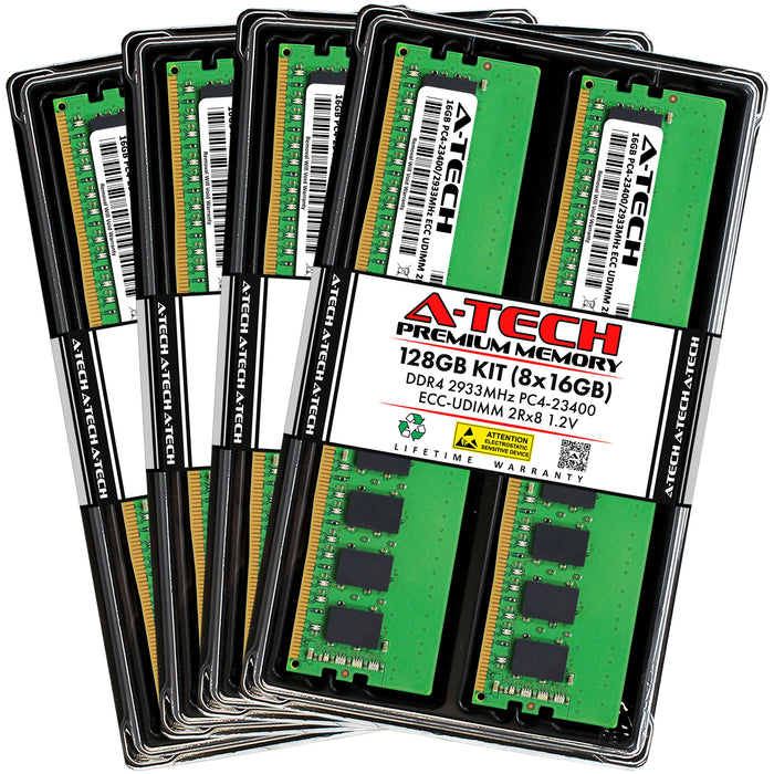 A-Tech 128GB (8x16GB) 2Rx8 PC4-23400 DDR4 2933MHz ECC UDIMM Unbuffered DIMM Dual Rank Server RAM Memory Upgrade Kit