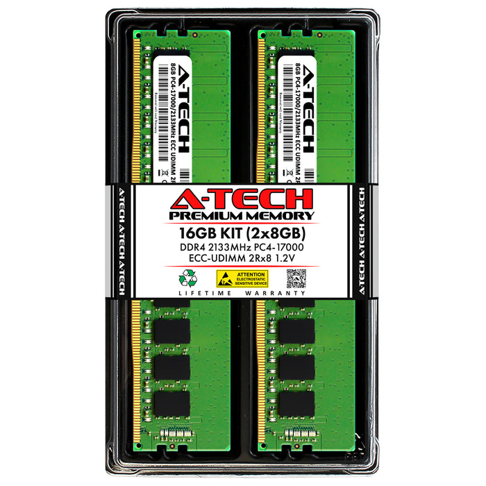 16GB Kit (2 x 8GB) 2Rx8 DDR4-2133 PC4-17000E UDIMM ECC Unbuffered 1.2V 288-Pin Server Memory RAM