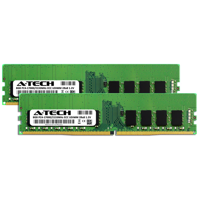 16GB Kit (2 x 8GB) 2Rx8 DDR4-2133 PC4-17000E UDIMM ECC Unbuffered 1.2V 288-Pin Server Memory RAM
