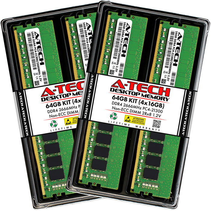 QNAP TS-877XU-RP-1200-16G Memory RAM | 64GB Kit (4x16GB) 2Rx8 DDR4 2666MHz (PC4-21300) Non-ECC DIMM