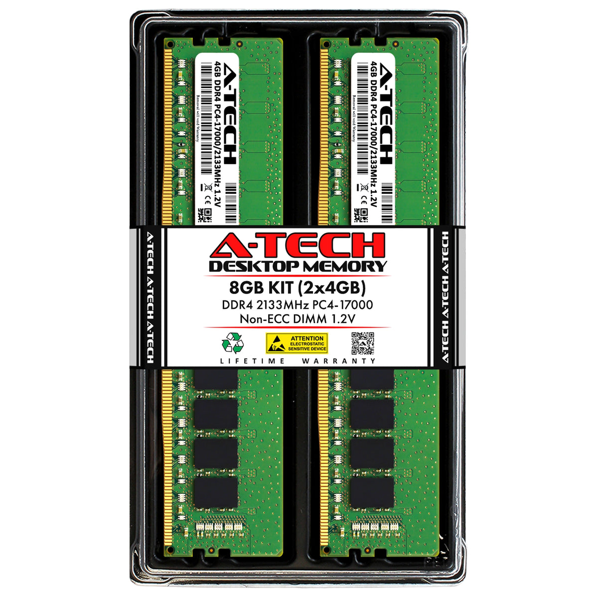 A-Tech 8GB Kit (2x4GB) DDR4 2133MHz (PC4-17000) DIMM Desktop PC Memory