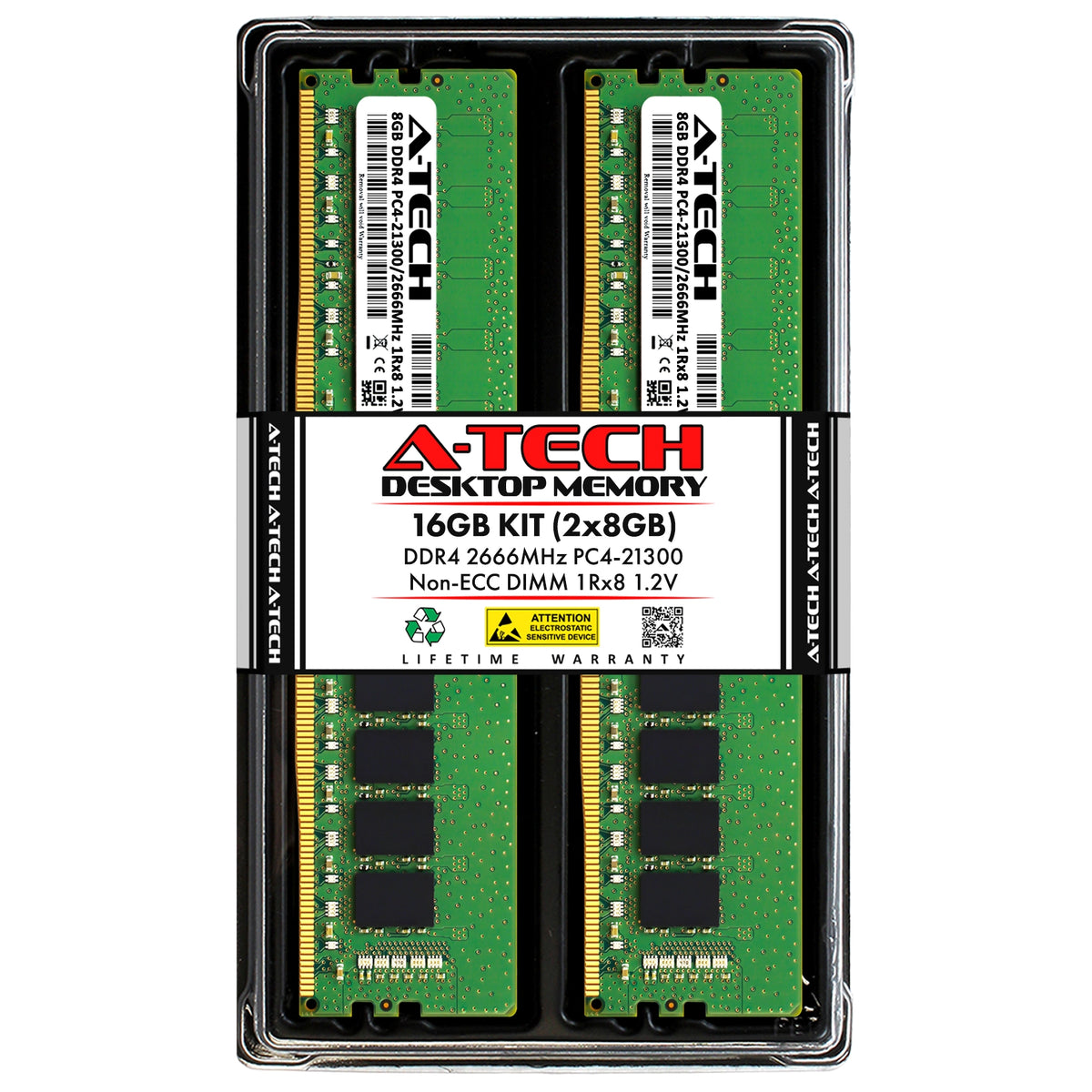 A-Tech 16GB (2 x 8GB) DDR4-2666 (PC4-21300) DIMM Desktop Memory RAM