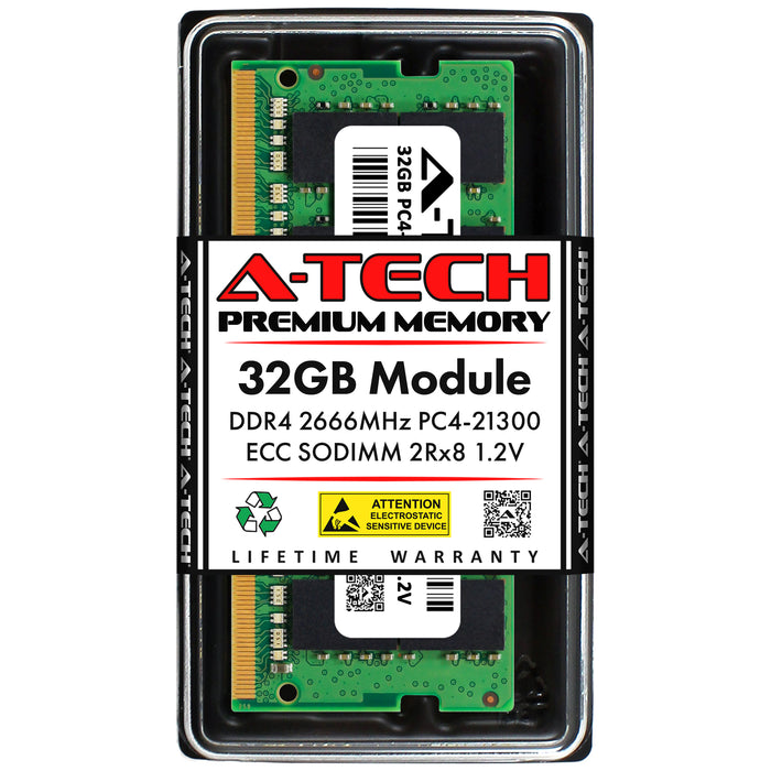 32GB 2Rx8 DDR4-2666 PC4-21300E ECC Unbuffered SODIMM 1.2V 260-Pin Server Memory RAM