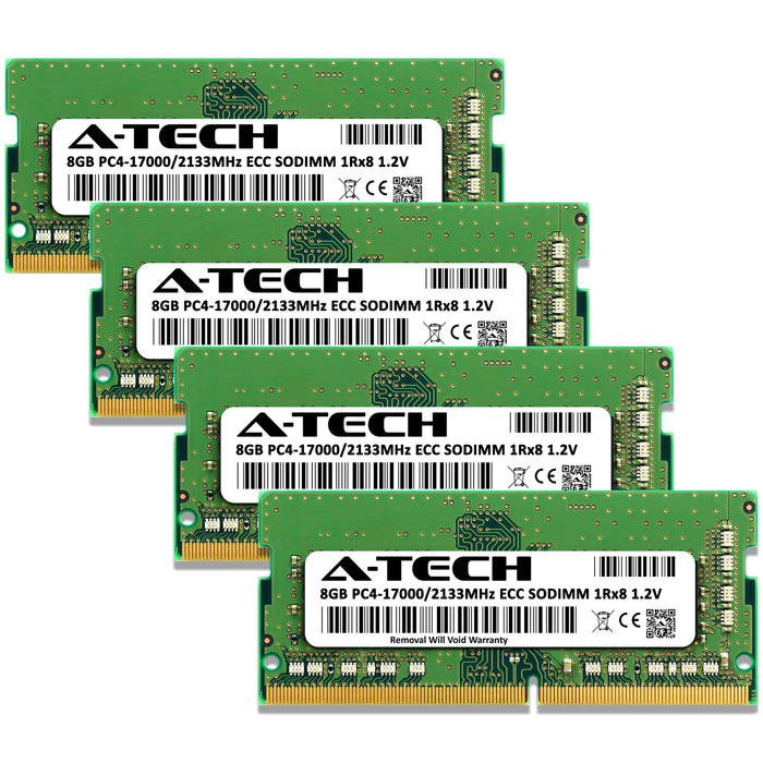 A-Tech 32GB (4x8GB) 1Rx8 PC4-17000 DDR4 2133MHz ECC SODIMM Single Rank Microserver RAM Memory Upgrade Kit