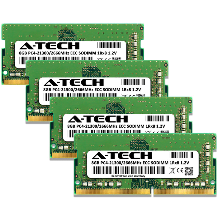 A-Tech 32GB (4x 8GB) 1Rx8 PC4-21300 DDR4 2666 MHz ECC SODIMM Single Rank Microserver RAM Memory Upgrade Kit