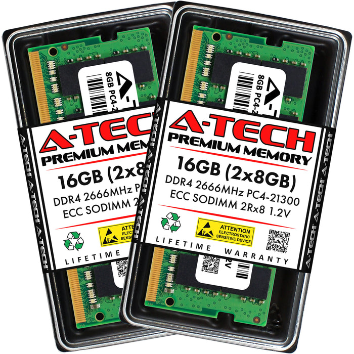 A-Tech 16GB (2x8GB) 2Rx8 PC4-21300 DDR4 2666MHz ECC SODIMM Dual Rank Microserver RAM Memory Upgrade Kit