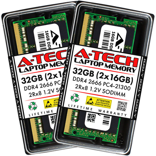 A-Tech 32GB (2 x 16GB) DDR4-2666 (PC4-21300) SODIMM Laptop Memory RAM A-Tech 32GB (2 x 16GB) DDR4-2666 (PC4-21300) SODIMM Laptop Memory RAM