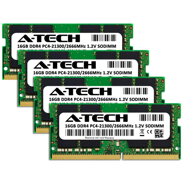 A-Tech 64GB Kit (4x16GB) DDR4 2666MHz (PC4-21300) SODIMM Laptop Memory RAM