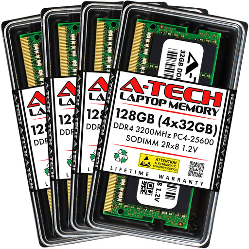 A-Tech 128GB Kit (4x32GB) DDR4 3200MHz (PC4-25600) SODIMM Laptop Memory RAM