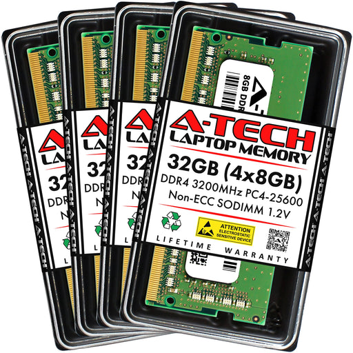 A-Tech 32GB Kit (4x8GB) DDR4 3200MHz (PC4-25600) SODIMM Laptop Memory RAM