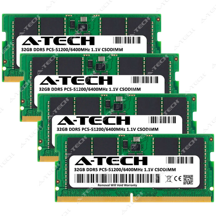 A-Tech 128GB (4x 32GB) PC5-51200 DDR5 6400 MHz CSODIMM Laptop RAM Memory Upgrade Kit