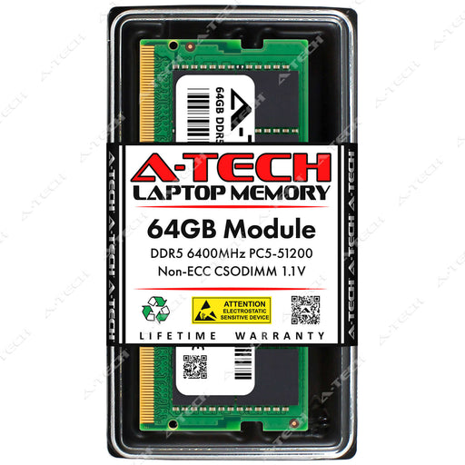 A-Tech 64GB PC5-51200 DDR5 6400 MHz CSODIMM Laptop RAM Memory Upgrade Module