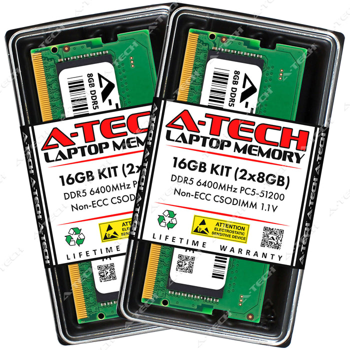 A-Tech 16GB (2x 8GB) PC5-51200 DDR5 6400 MHz CSODIMM Laptop RAM Memory Upgrade Kit