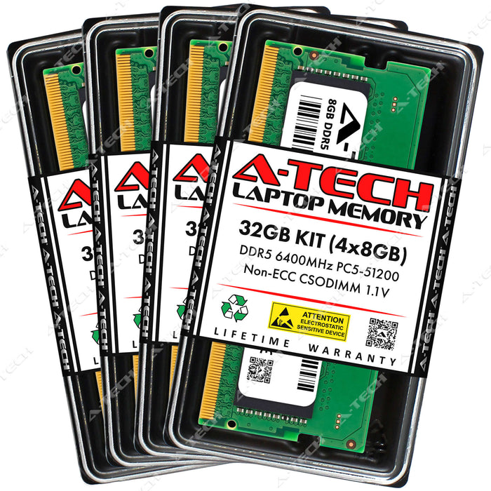 A-Tech 32GB (4x 8GB) PC5-51200 DDR5 6400 MHz CSODIMM Laptop RAM Memory Upgrade Kit