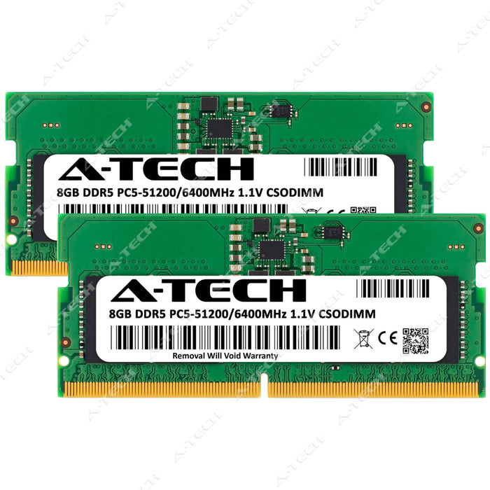 A-Tech 16GB (2x 8GB) PC5-51200 DDR5 6400 MHz CSODIMM Laptop RAM Memory Upgrade Kit