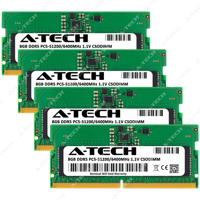 A-Tech 32GB (4x 8GB) PC5-51200 DDR5 6400 MHz CSODIMM Laptop RAM Memory Upgrade Kit