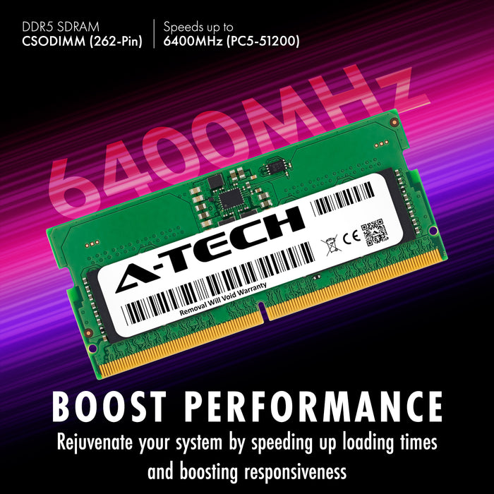 A-Tech 16GB (2x 8GB) PC5-51200 DDR5 6400 MHz CSODIMM Laptop RAM Memory Upgrade Kit