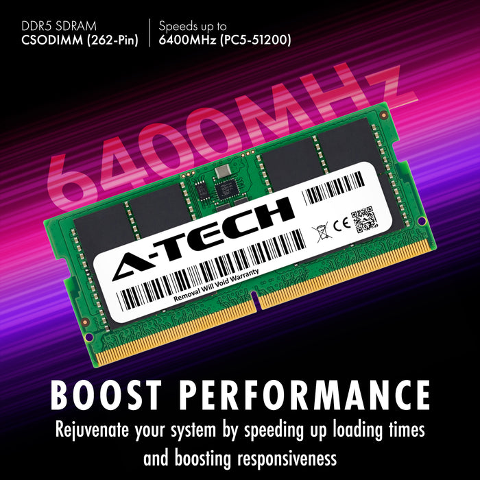 A-Tech 64GB PC5-51200 DDR5 6400 MHz CSODIMM Laptop RAM Memory Upgrade Module