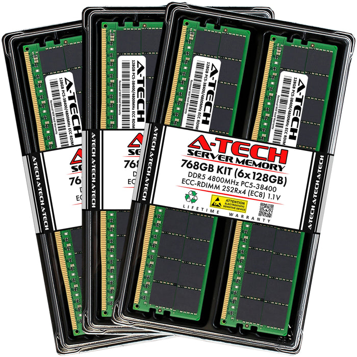 ThinkMate QS12 Memory RAM | 768GB Kit (6x128GB) 4Rx4 DDR5 4800MHz (PC5-38400) EC8 RDIMM