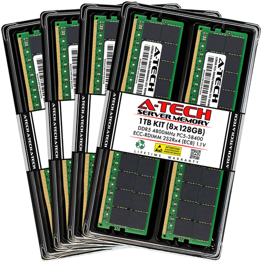 Supermicro SuperServer 521GE-TNRT Memory RAM | 1TB Kit (8x128GB) 4Rx4 DDR5 4800MHz (PC5-38400) EC8 RDIMM