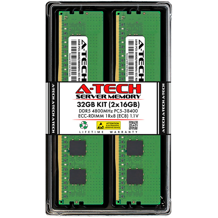 32GB Kit (2 x 16GB) 1Rx8 (EC8) DDR5-4800 PC5-38400R RDIMM ECC Registered 1rx8 Kit 1.1V 288-Pin Server Memory RAM