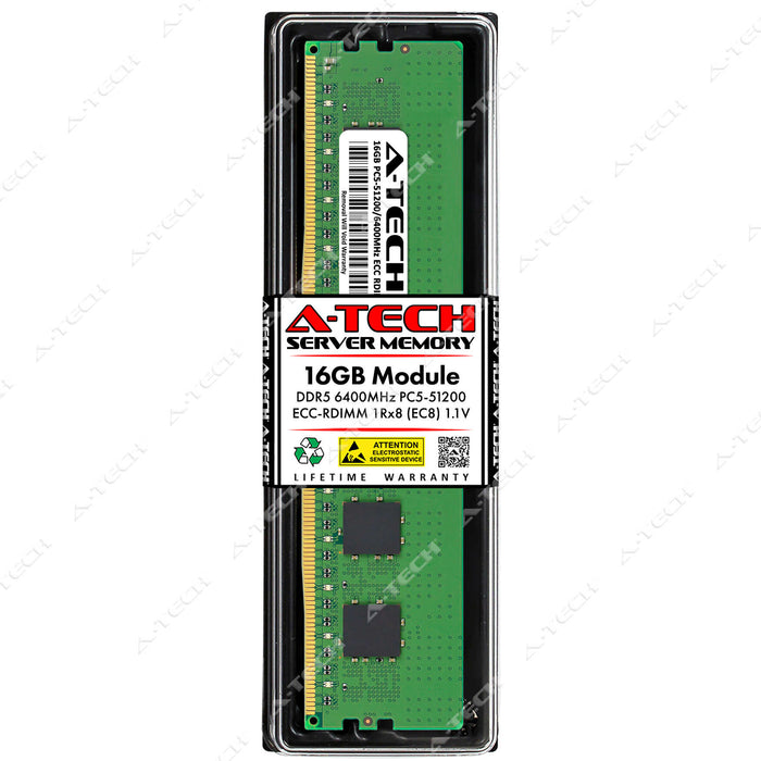 A-Tech 16GB 1Rx8 PC5-51200 DDR5 6400 MHz EC8 RDIMM Single Rank 288-Pin Server RAM Memory Upgrade Module
