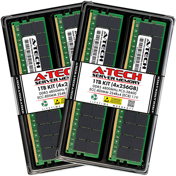 Supermicro SuperServer 521E-E1CR24H Memory RAM | 1TB Kit (4x256GB) 2S4Rx4 DDR5 4800MHz (PC5-38400) EC8 RDIMM