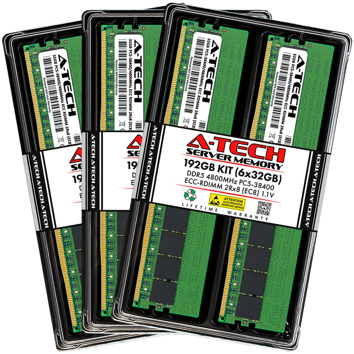 Tyan B8056T70AE26HR Memory RAM | 192GB Kit (6x32GB) 2Rx8 DDR5 4800MHz (PC5-38400) EC8 RDIMM