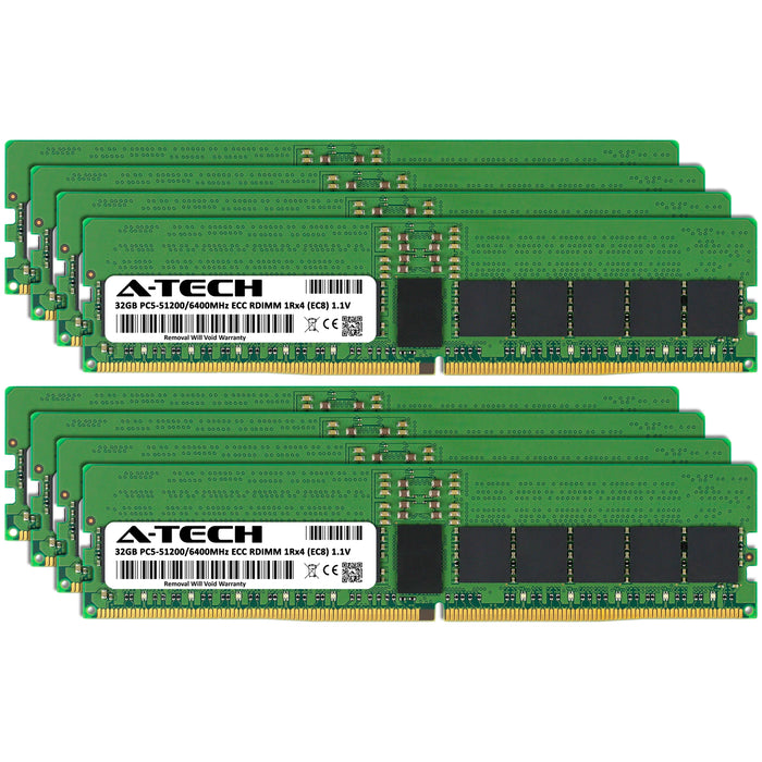 A-Tech 256GB (8x32GB) 1Rx4 PC5-51200 DDR5 6400MHz EC8 RDIMM ECC Registered DIMM Single Rank Server RAM Memory Upgrade Kit