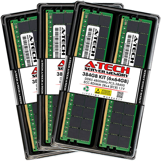 Supermicro SUPER H13SVW-NT-OS1 Memory RAM | 384GB Kit (6x64GB) 2Rx4 DDR5 4800MHz (PC5-38400) EC8 RDIMM