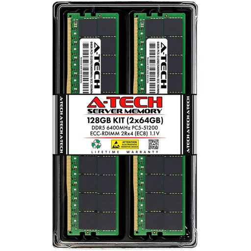 A-Tech 128GB (2x64GB) 2Rx4 PC5-51200 DDR5 6400MHz EC8 RDIMM ECC Registered DIMM Dual Rank Server RAM Memory Upgrade Kit