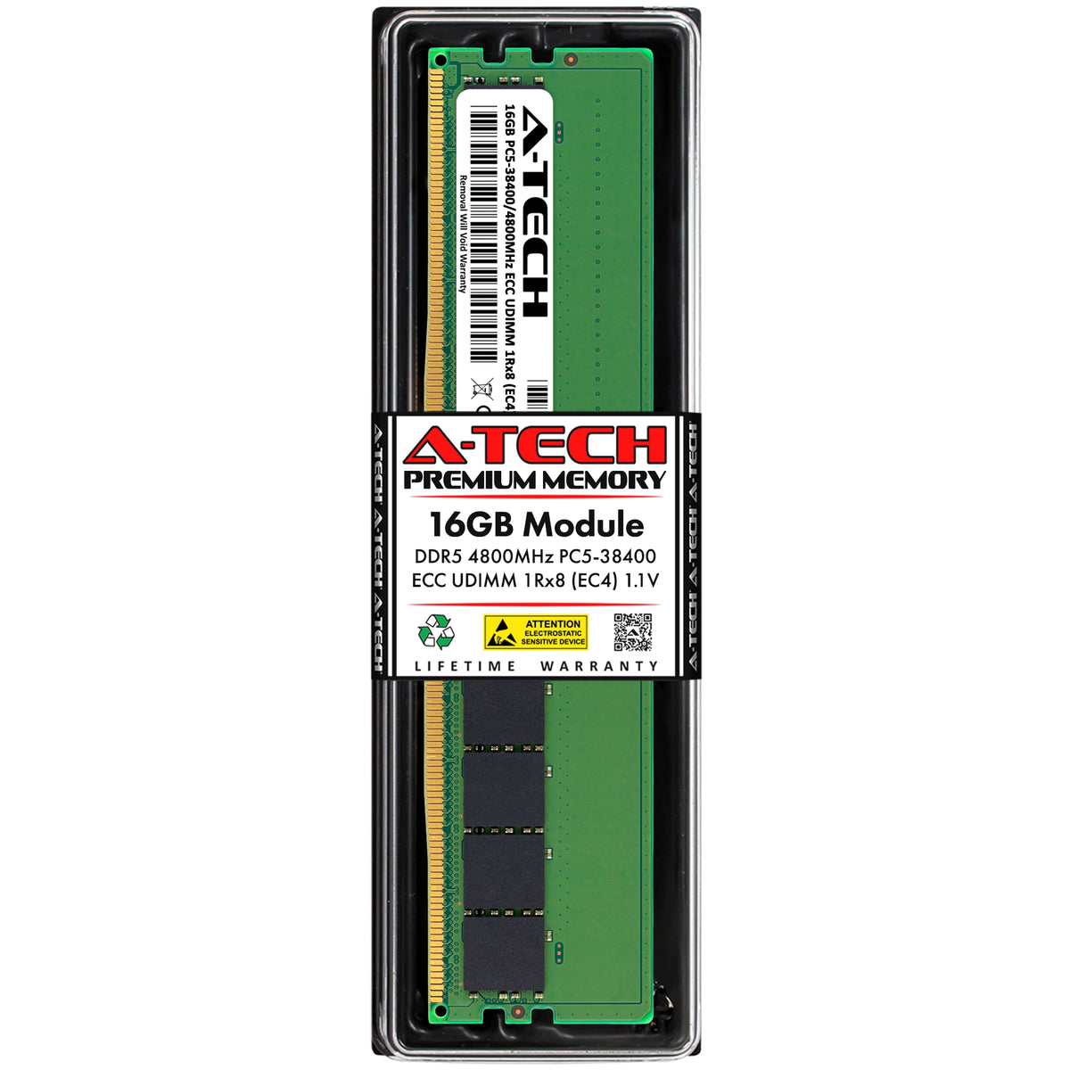 ECC対応 PC5-4800B 16GB DDR5 EC4 UDIMM A-Tech 16GB 1Rx8 PC5-38400E DDR5 4800 MHz ECC UDIMM Unbuffered