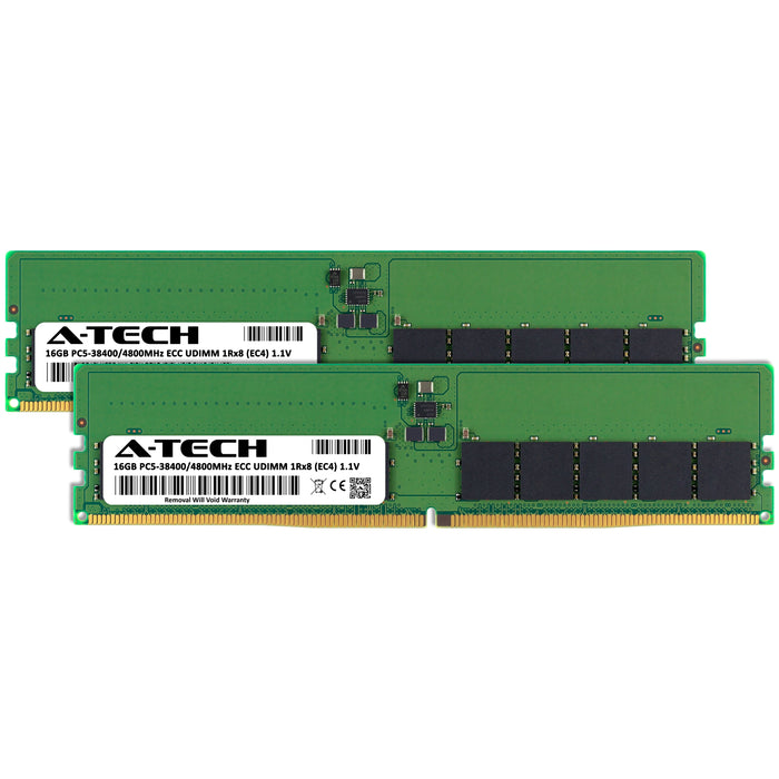 A-Tech 32GB (2x16GB) 1Rx8 PC5-38400 DDR5 4800MHz ECC UDIMM Unbuffered DIMM Single Rank Server RAM Memory Upgrade Kit