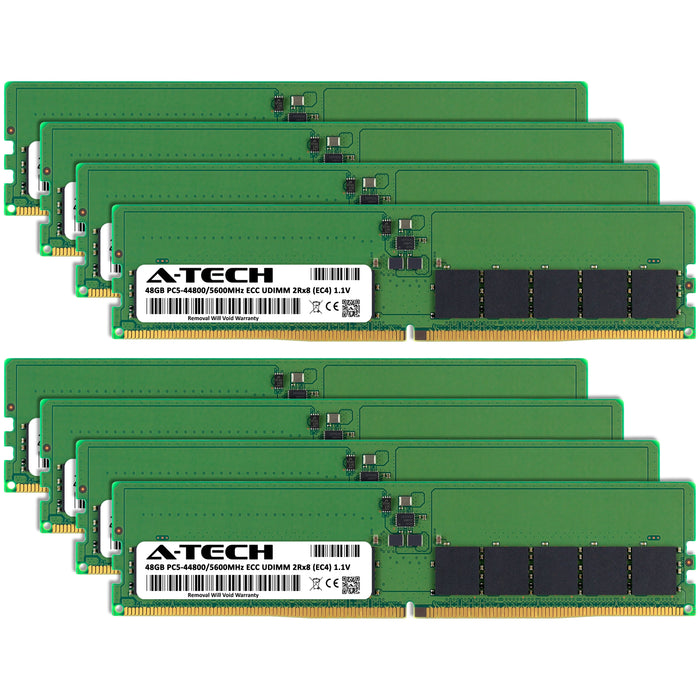 A-Tech 384GB (8x48GB) 2Rx8 PC5-44800 DDR5 5600MHz ECC UDIMM Unbuffered DIMM Dual Rank Server RAM Memory Upgrade Kit
