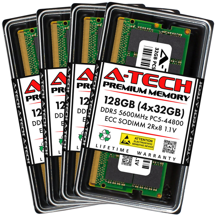 A-Tech 128GB (4x32GB) 2Rx8 PC5-44800 DDR5 5600MHz ECC SODIMM Dual Rank Microserver RAM Memory Upgrade Kit