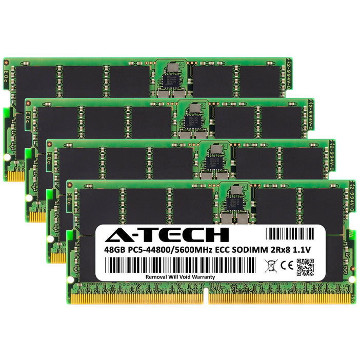 A-Tech 192GB (4x48GB) 2Rx8 PC5-44800 DDR5 5600MHz ECC SODIMM Dual Rank Microserver RAM Memory Upgrade Kit