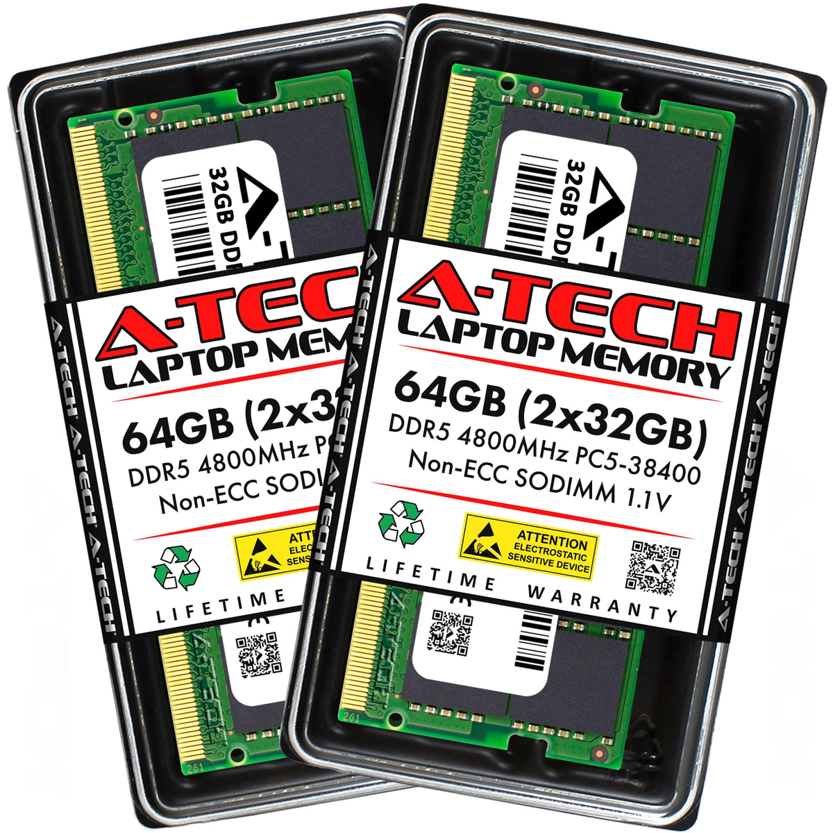 A-Tech 64GB Kit (2x32GB) DDR5 4800MHz (PC5-38400) SODIMM Laptop Memory