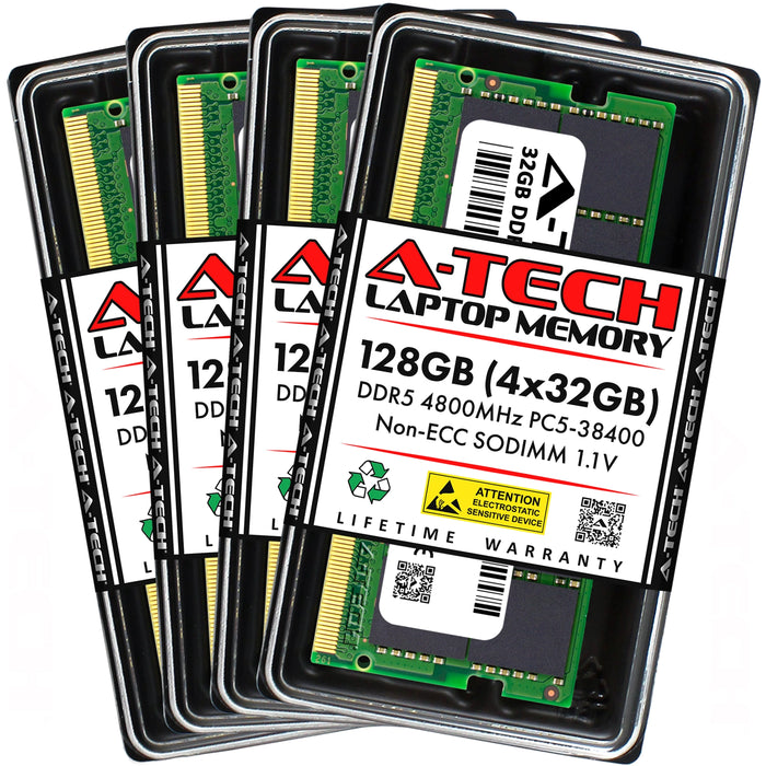 A-Tech 128GB Kit (4x32GB) DDR5 4800MHz (PC5-38400) SODIMM Laptop Memory RAM