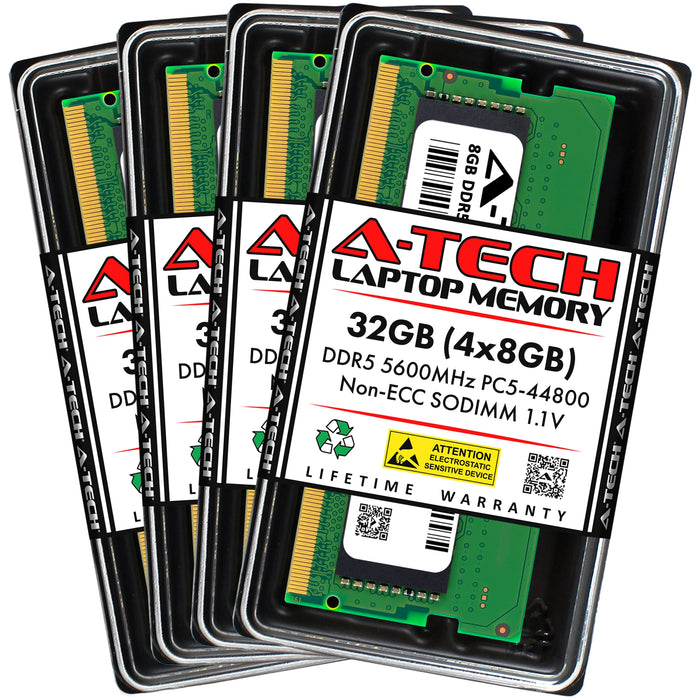 A-Tech 32GB Kit (4x8GB) DDR5 5600MHz (PC5-44800) SODIMM Laptop Memory RAM