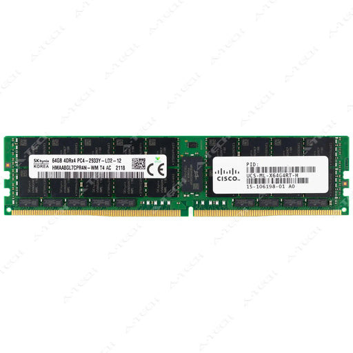 UCS-ML-X64G4RT-H - Cisco RAM 64GB 4Drx4 PC4-23400 LRDIMM DDR4 2933MHz ECC Load Reduced Server Memory Module