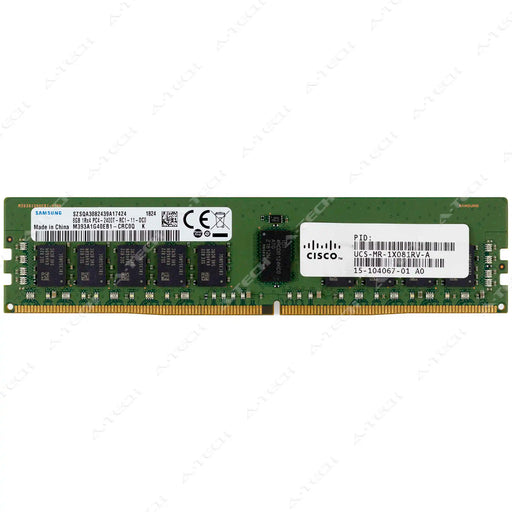 UCS-MR-1X081RV-A - Cisco RAM 8GB 1Rx4 PC4-19200 RDIMM DDR4 2400MHz ECC Registered Server Memory Module