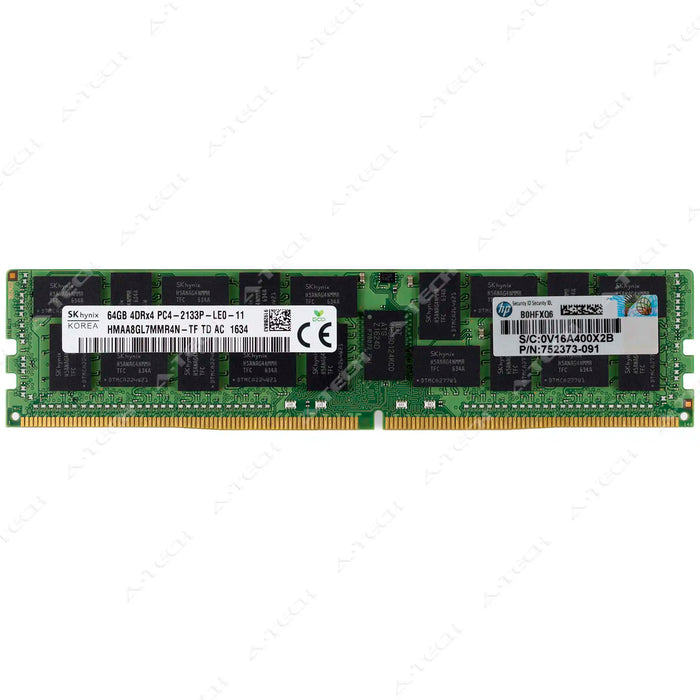 752373-091 - HP/HPE RAM 64GB 4Drx4 PC4-17000 LRDIMM DDR4 2133MHz ECC Load Reduced Server Memory Module