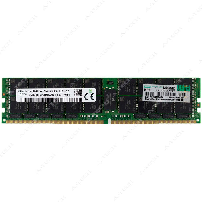 850882-001 - HP/HPE RAM 64GB 4Drx4 PC4-21300 LRDIMM DDR4 2666MHz ECC Load Reduced Server Memory Module
