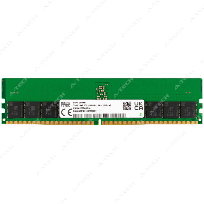 HMCG88AGBUA - Hynix RAM 32GB 2Rx8 PC5-44800 DIMM DDR5 5600MHz Non-ECC Unbuffered Desktop Memory Module