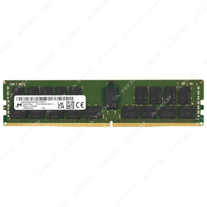 MTA36ASF4G72PZ-3G2E7 - Micron RAM 32GB 2Rx4 PC4-25600 RDIMM DDR4 3200MHz ECC Registered Server Memory Module
