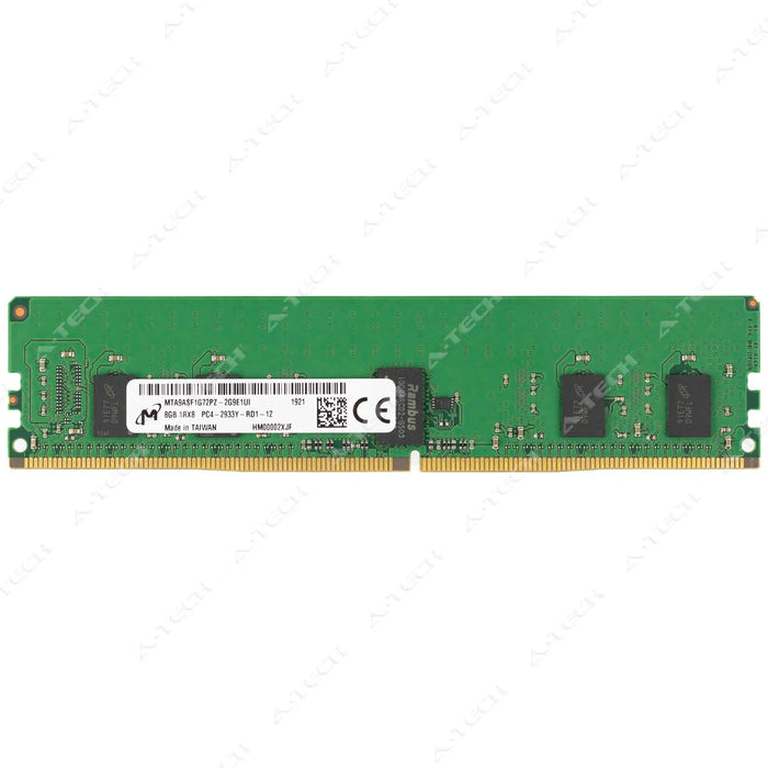 MTA9ASF1G72PZ-2G9E1 - Micron RAM 8GB 1Rx8 PC4-23400 RDIMM DDR4 2933MHz ECC Registered Server Memory Module