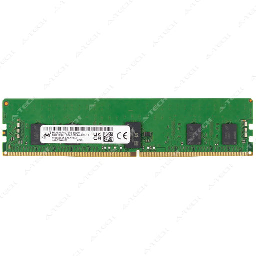 MTA9ASF1G72PZ-3G2R1 - Micron RAM 8GB 1Rx8 PC4-25600 RDIMM DDR4 3200MHz ECC Registered Server Memory Module