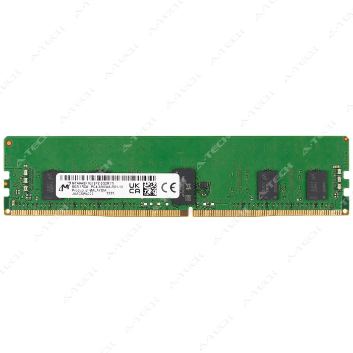 MTA9ASF1G72PZ-3G2R1 - Micron RAM 8GB 1Rx8 PC4-25600 RDIMM DDR4 3200MHz ECC Registered Server Memory Module